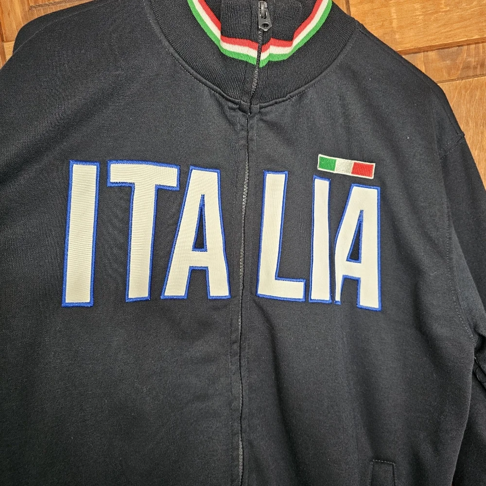 Retro Italia Track Jacket Full Zip Black Red Green White Trim Italy Flag Mens XL - Picture 3 of 12